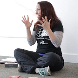 Tricia Gomez (center) of Rhythm Works Integrative Dance. Photo by Arthur Crenshaw.