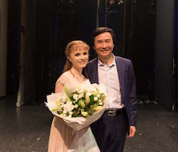 Mia Heathcote with Queensland Ballet Artistic Director Li Cunxin during her promotion. Photo courtesy of Heathcote.