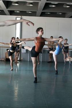 In class during her performances in China, also with her misdiagnosed injury. Photo by Rachel Forster-Jones.