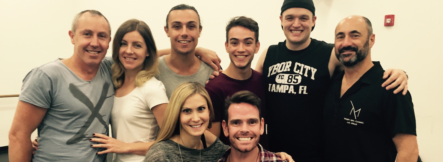 Dance Informa's Editor Deborah Searle with some of the cast of 'Priscilla Queen of the Desert' in rehearsals.