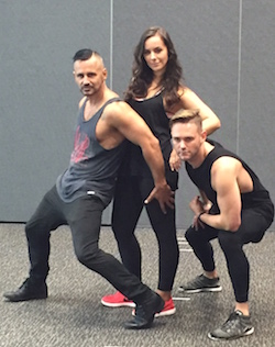 'We Will Rock You' cast members Thern Reynolds (Brit), Michelle Barr (Dance Captain and Ensemble Swing) and Ryan Sheppard (Ensemble). Photo by Nicole Saleh.