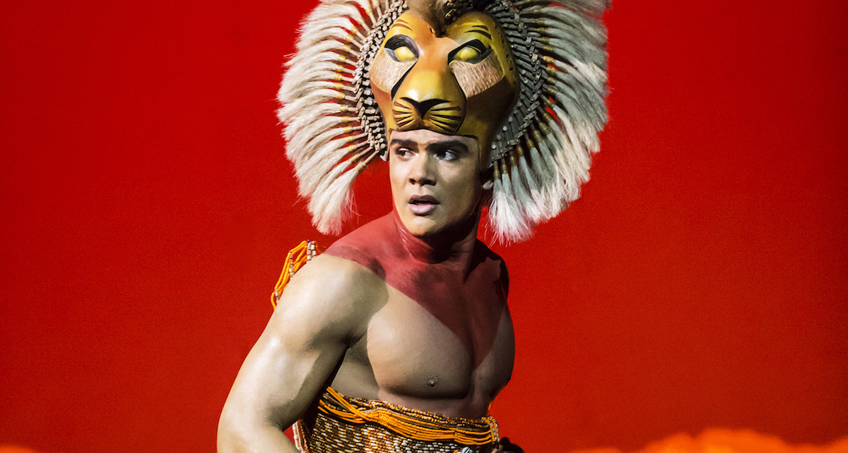 Nicholas Afoa (Simba) in Disney's The Lion King at the Lyceum Theatre, London. Photo by Disney