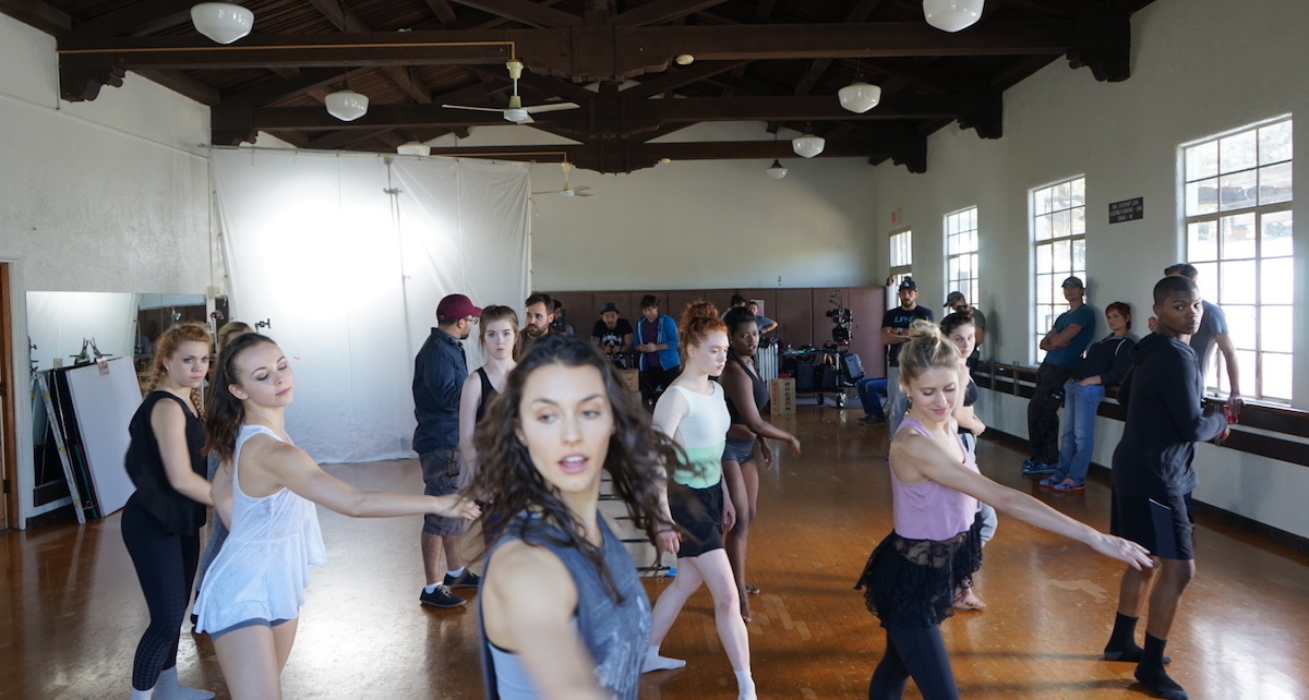Kathryn McCormick and dancers on set for 'Lift Me Up'. Photo courtesy of McCormick.