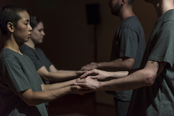 Lilian Steiner, Briarna Longville, Jonnine Nokes and Atticus Bastow in Steiner's 'Noise Quartet Meditation'. Photo by Gregory Lorenzutti for Dancehouse.