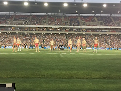 On the field for the Indigenous All Stars match. Photo courtesy of Muggera.