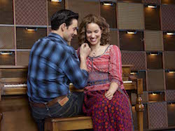 Scott J. Campbell and Chilina Kennedy as Gerry Goffin and Carole King in the Broadway production of 'Beautiful: The Carole King Musical'. Photo by Zachary Maxwell Sterz.