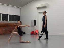 Dusty Button coaching Alice McArthur at International Ballet Workshops. Photo courtesy of IBW.