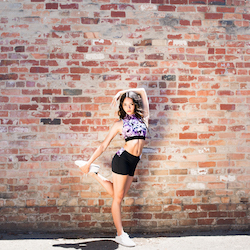 Portia Talib in the Ivy Crop Top and Eve Shorts from Energetiks' Florise Collection. Photo by Energetiks.