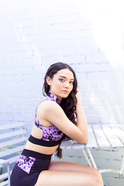 Portia Talib in the Ivy Crop Top and Eve Shorts from Energetiks' Florise Collection. Photo by Energetiks.