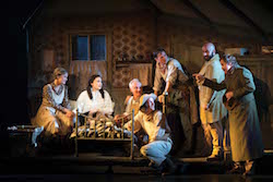 Sophie Weiss, Samantha Dodemaide, Trouble, Paul Hanlon, Eli Cooper, Alex Rathgeber, John Xintavelonis and Anthony Warlow in 'The Wizard of Oz'. Photo by Jeff Busby.