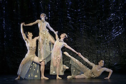 Brodie James, Lana Jones, Leanne Stojmenov and Jarryd Madden in Graeme Murphy's 'Shéhérazade'. Photo by Jeff Busby.