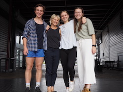 Linda Gamblin (second from left) with PPY students Austin, Charlotte and Eugenie. Photo by Elizabeth Ashley.