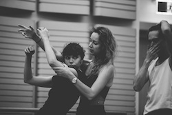 Coco Mathieson and Alice Topp in rehearsal for 'Aurum'. Photo by Kate Longley.