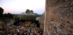 West Australian Ballet warming up on stage at The Quarry Amphitheatre. Photo by Tony Currie.