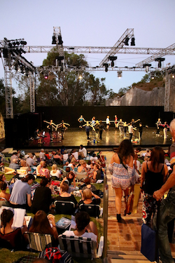 West Australian Ballet warming up on stage at The Quarry Amphitheatre. Photo by Tony Currie.
