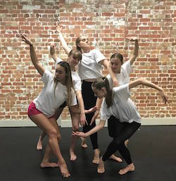 Expressions Dance Company Youth Ensemble members Christiana Stewart, Avalon Ormiston, Hannah Groom, Sarah Bellenger and Alyssa Park. Photo courtesy of EDC.