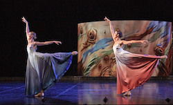 Brooke Widdison-Jacobs and Polly Hilton in 'Ghost Gum' as part of Milky Way Ballet at the Quarry. Photo by Sergey Pevnev.