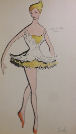 A drawing for a costume for 'Gold'. Photo courtesy of Simonne Smiles.