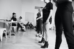 Andrew Hallsworth and Patrick School of the Arts in rehearsal for 'Chicago'. Photo by Steven Grace.