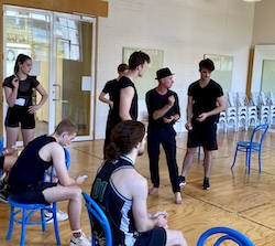 Andrew Hallsworth and Patrick School of the Arts in rehearsal for 'Guys and Dolls'. Photo by Kieran Rodriguez.