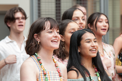 New Zealand School of Dance students singing their school song at the 2020 graduation ceremony. Photo by Joyful Dance Photography.