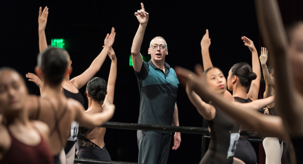 New Zealand School of Dance Director Garry Trinder teaching on stage at the Asian Grand Prix in Manila 2019. Photo by Eric Hong.
