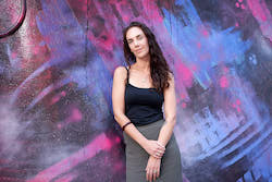 ADT's 2021 Associate Artist Adrianne Semmens. Photo by Sam Roberts Photography; Goodwood Train Station artwork by Elizabeth Close, Shane Cook and Thomas Readett.