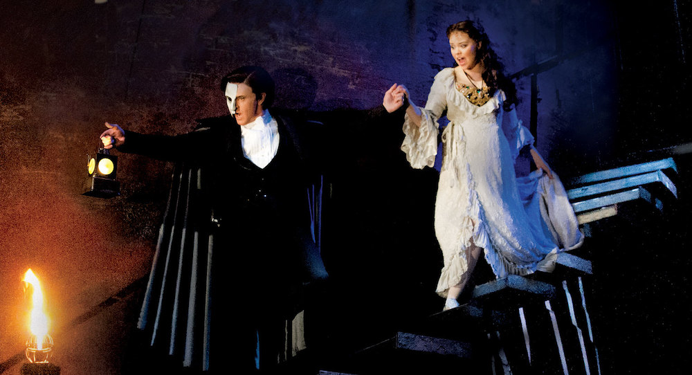Earl Carpenter as The Phantom and Katie Hall as Christine. Photo by Alastair Muir.