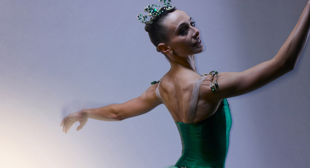 The Australian Ballet Principal Artist Dimity Azoury in George Balanchine's 'Jewels'. Photo by Simon Eeles.