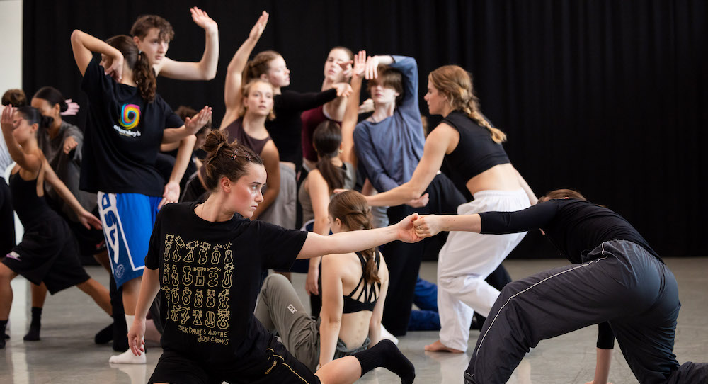 Alice Collins with PPY in studio at Sydney Dance Company. Photo by Daniel Boud.