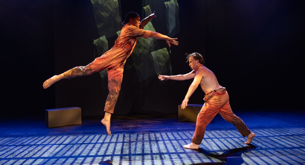 Blake Escott (Dhunghutti, Worimi) and Alexander Abbot in 'The Other Side of Me' at Sydney Opera House. Photo by Daniel Boud.