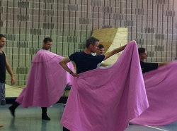 Stephen Baynes rehearsing with the dancers